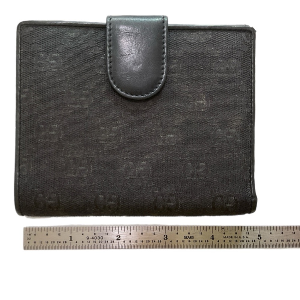 Vintage Gucci Wallet - Black Leather with GG Black Web Canvas Fabric - Serial # - Picture 10 of 12